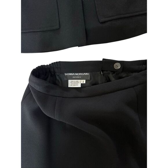 Donna Morgan Womens Black Gold Buttons Blazer and Skirt Suit Set 2 Piece Size 4 - Picture 15 of 16